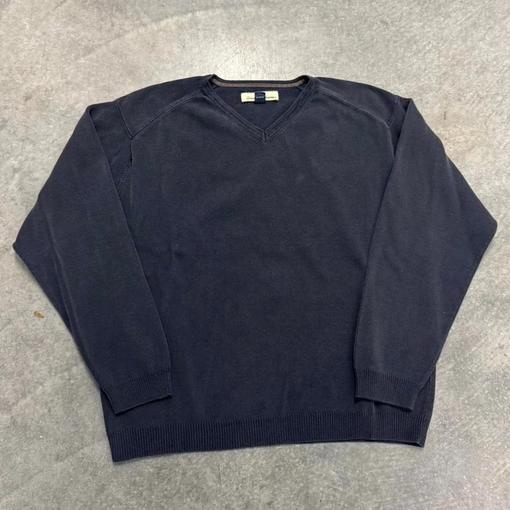 Tommy Bahama Silk Sweater Black V-Neck Minimalist Preppy Essential Pullover XL